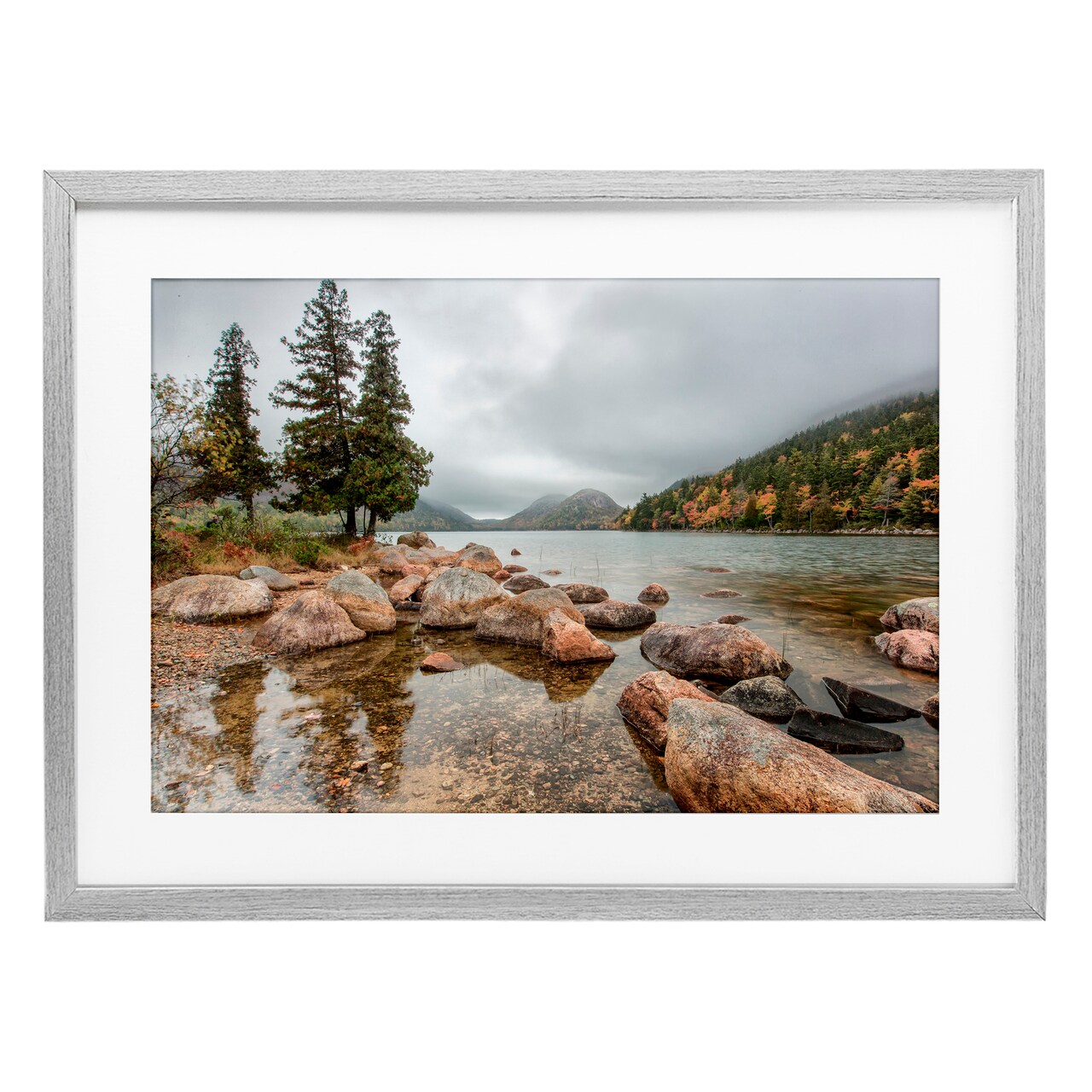 Stupell Industries Pond In The Mountains Framed Print Under Glass, design by Jon Evan